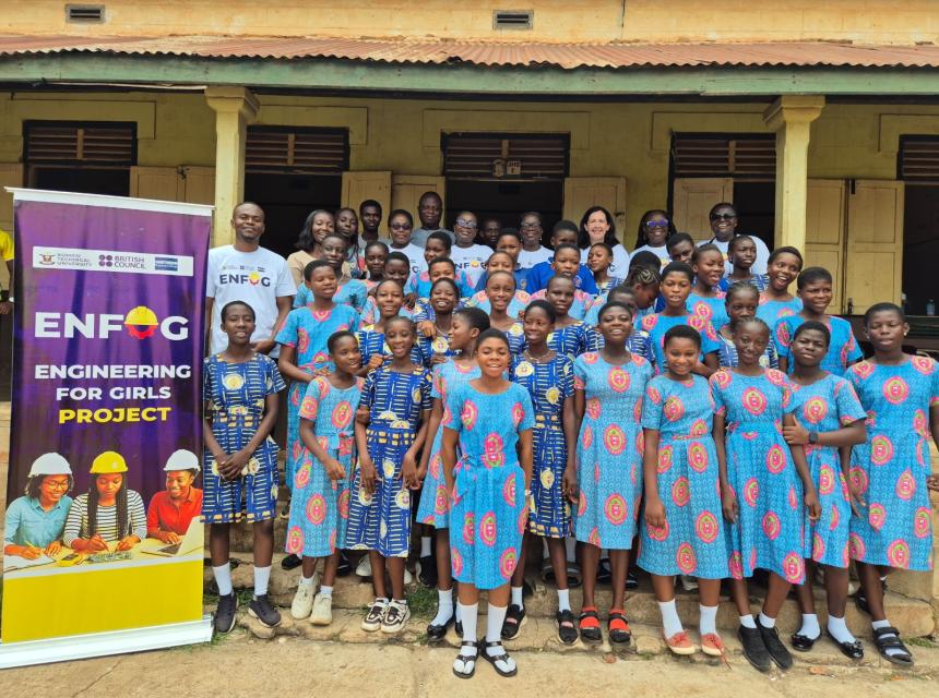 Team of Educators from British Council, NRC and KsTU in a group photograph with some of the students from the participating schools